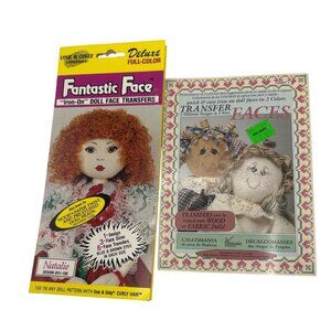 2 Styles of Doll Face Iron-On Transfers Fantastic Face Quick & Easy Cloth Wood
